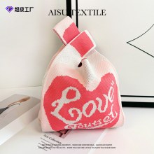 ニット携帯電話バッグ女性のためのドーパミンカラーソフト織りバッグ韓国スタイルインコントラストカラー愛ハンドバッグを着用