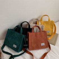 新しいレディースバッグ コーデ ュロイハンドヘルドトートバッグ韓国シンプルな原宿ショルダークロスボディバッグ