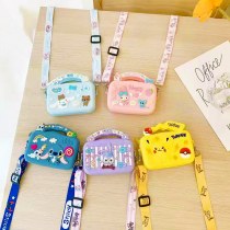 クリエイティブ 子供 の小銭入れ小さな正方形バッグシリコンクロスボディバッグアボカドパイナップルイチゴ恐竜ガールハンドバッグバッグ