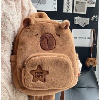 2024 新 Capibala カピバラ ぬいぐるみ バックパック キュートで多用途な学生バッグ 人気の漫画トレンド