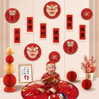 赤ちゃんの写真の小道具、バナー、百日の祝福、集合写真、周暁の対句、中国風の春の波、1歳の布を保持