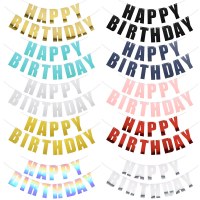 新しいイン レーザー グリッター ハッピーバースデー フラグ HappyBirthday 英字紙 真珠光沢