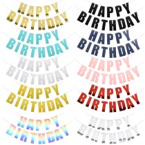 新しいイン レーザー グリッター ハッピーバースデー フラグ HappyBirthday 英字紙 真珠光沢