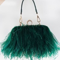 ファッショナブルなレディースバッグ、輸入オーストリッチフェザーバッグ、イブニングバッグ、ファッショナブルなショルダーチェーンレディースバッグ