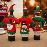 新製品漫画機械刺繍ワインボトルセットツーピースサンタクロース食器セットクリスマス装飾卸売