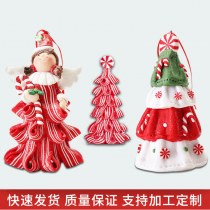 柔らかい粘土のクリスマス ミニツリー、創造的な小さな天使のクリスマス ツリーの形をした興味深いシーンの装飾品