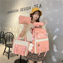 ランドセル女子学生新韓国語バージョンフォレストスタイルバックパック 4 点セットカジュアル旅行オックスフォード布バックパック