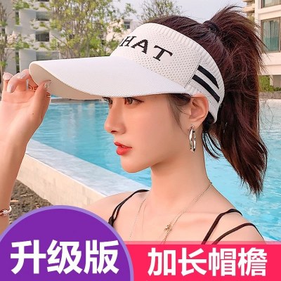 帽子女性の春夏の通気性のあるサンハット、長いつばの野球帽、アヒルの舌の中空トップ付き