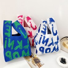 面白い漫画ニットバッグニットハンドバッグかわいいバッグ 2024 新年新しいハンドバッグ新年ギフトバッグ