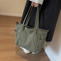 新しい コーデ ュロイトートバッグ女性の通勤大容量学生クラスショルダーハンドバッグシンプルな仕事クロスボディバッグ