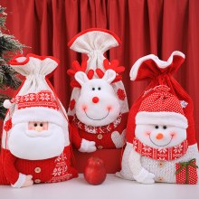 クリスマスの大きなジッパー付きニットギフトバッグ、子供用ギフトバッグ、幼稚園のギフト、高齢者の巾着キャンディバッグ