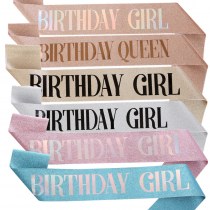 誕生日パーティー グリッター ショルダー ストラップ エチケット ベルト 誕生日の女の子の女王の誕生日の女の子のベルトとリボン