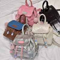 レトロオールマッチデニムステッチバックパック 2024 夏の新スタイル学生かわいいクマのぬいぐるみバックパックチャームトレンド