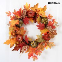 ハロウィン秋リース 40 センチメートルパンプキンベリードア吊り下げ収穫祭つるサークル感謝祭のリース