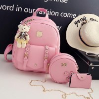 新しい小花ベルト PU スリーピースバックパック多目的バックパック学生スクールバッグカジュアル多用途女性のバッグ