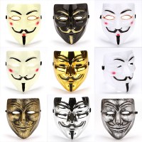 ハロウィーンV-フェイスエレクトロめっきアンティークホラーゴーストフェイスと太いマットベローのアイライナーPVCメープルリーフピュアブラックマスク