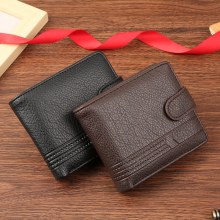 メンズ財布 PU レザー ショート ジッパー バックル ウォレット 新しい革財布 小銭入れ