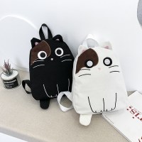 韓国風の新しいキャンバスバックパック、二次元のかわいい女の子のバックパック、かわいい猫の学生スクールバッグ
