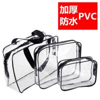 出張トイレタリー大容量乾湿分離透明ポータブル 3 ピース PVC 化粧品袋