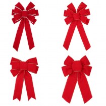 新しい手作りクリスマスレッド植毛マルチイヤーリボンバーガンディベルベットクリスマス装飾リボン弓