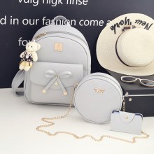 2024 新しい秋と冬の弓 3 点セットの義母バッグ女性のためのトレンディなカレッジスタイルのファッションバックパック韓国語バージョン多目的レディースバッグ