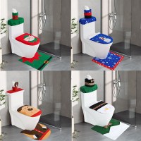 クリスマストイレカバーティッシュボックストイレカバーフロアマット3点セットトイレバスルーム装飾バッチ