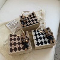 リネンハンドバッグレディースおしゃれお出かけハンドバッグ和風女子通勤弁当バッグ