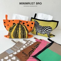 New Love ニットスクエアバッグ、女性用、ファッショナブル、多用途、ハイエンド、韓国風パンプキン、人気のティッシュバッグ、ハンドバッグ