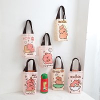 かわいいカピバラ Capibala キャンバスウォーターカップバッグ、ポータブルハンドバッグ、傘バッグ、魔法瓶カップハンドバッグ