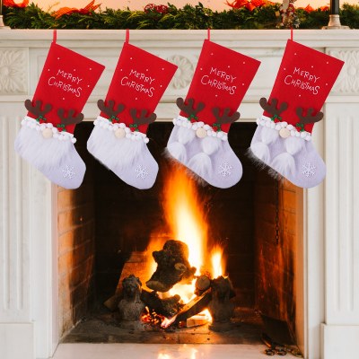 新しいクリスマスツリーペンダントベルベットドワーフ顔のない人形リンゴバッグクリスマス子供のギフト