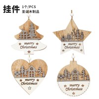 新製品クリスマス装飾二層白継ぎ木製吊り下げクリスマスツリーペンダント