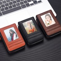 カードバッグ メンズ 消磁機能 マルチカードスロット 大容量 免許証 コンパクト アコーディオンカードホルダー 小銭入れ カードホルダー 縦型