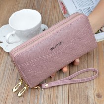 韓国スタイルの女性のダブルジッパー財布女性のロングママ財布大容量クラッチバッグ二層マルチカードスロット携帯電話バッグ