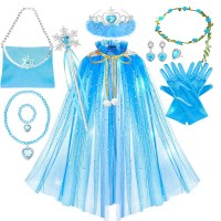 アナと雪の女王 キッズ ガールズ コインケース クラウン 魔法の杖 ネックレス 手袋セット プリンセス エルサ スパンコール付きマント