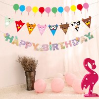 お誕生日おめでとうパーティー赤ちゃん子供最初の誕生日の装飾誕生日旗三角形漫画カラフルな旗シーンレイアウト吊り旗