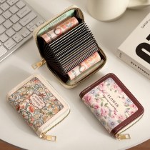 ヨーロッパとアメリカンスタイルの女性用ファッションカードバッグ、レトロな油絵、複数のカードスロット、銀行カードバッグ、IDバッグ、女性用大容量カードバッグ