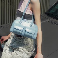 新しい韓国バッグ女性のニッチレトロシングルショルダー脇の下バッグオイルワックスレザーバッグダブルバッグカジュアルハンドバッグ