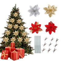 クリスマス装飾ゴールドピンクの花クリスマスツリーアクセサリー 15 センチメートルゴールドとシルバー赤中空クリスマスフラワー
