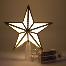 クリスマスツリー ホワイト 五芒星 LED ライトツリー トップ スター プラスチック USB プラス バッテリー駆動のクリスマス デコレーション