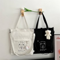 シンプルな秋冬の新作バッグ女性のテクスチャードキャンバスバッグ学生スクールバッグ漫画ハンドバッグ