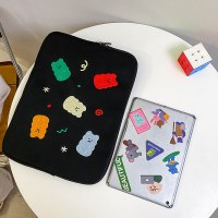 韓国のかわいい刺繍入りラップトップバッグ衝突防止タブレット iPad バッグプラスベルベットライナー 11/13/14 インチバッグ