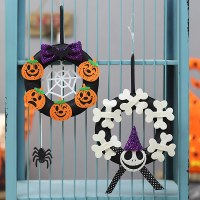 新しいハロウィーンゴーストフェスティバルカボチャスケルトンデコレーションフラワーリングリングサークルハンギングトリッパートリップ - ビルディングペンダントプロップ