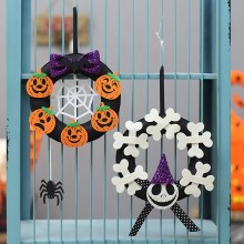 新しいハロウィーンゴーストフェスティバルカボチャスケルトンデコレーションフラワーリングリングサークルハンギングトリッパートリップ - ビルディングペンダントプロップ