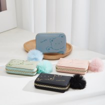 漫画ショートウォレット 2023 新しいクマシルクスクリーンミニ小銭入れカジュアルスモールバッグ