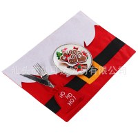 クリスマスプレースマット フランネル サンタクロース カトラリーカバー ナイフとフォークバッグ クリスマスギフト クリスマスパーティー用品