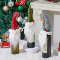 新しいクリスマスワインボトルセット風鈴顔のない老人長いひげワインボトルキャップワインボトルセットホリデーデコレーション
