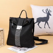 レディースバックパック新しいレザーファッションカジュアルトラベルバッグロックブラックバックパック