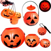 光るカボチャランタンハロウィンポータブルカボチャバケツカラフルな音楽音声制御カボチャランタンキャンディージャーゴーストフェスティバル卸売