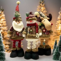 新しいクリスマスレトロスノーフレークチェック柄伸縮人形ホテルショッピングモールクリスマス装飾アレンジメント装飾品