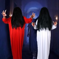 貞子ホラー衣装ペン妖精 NPC ドレスアップ大人のハロウィーンのコスプレ服小道具怖い白い女性のゴースト